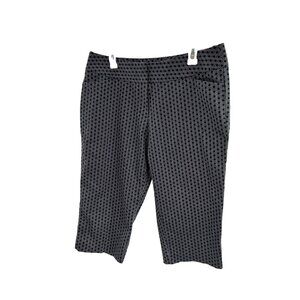 Worthington Womens 12 Black White Geometric Capri Pants Stretch Career Work